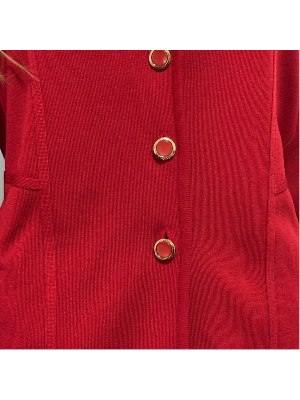 GORGEOUS EXCLUSIVELY MISOOK SOLID RED KNIT BLAZER IN EXCELLENT CONDITION - Picture 3 of 7